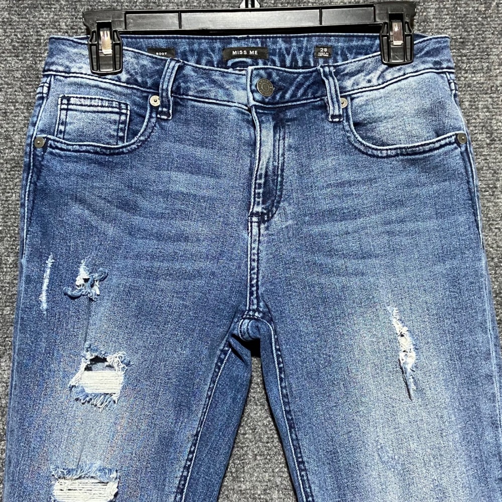 Miss Me Bootcut Jeans Women's 28 Medium Wash Distressed Mid Rise Denim M1001B54 - Picture 2 of 11